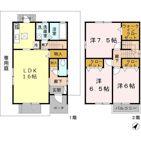 柚垣様戸建II A棟の間取り写真