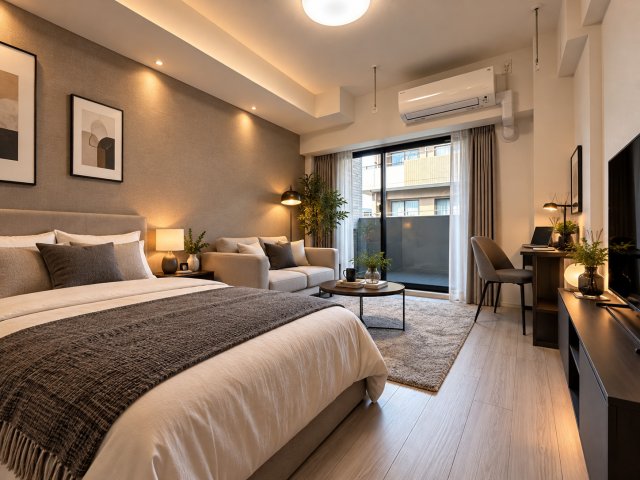 居室・リビング　家具・家電はAIによるイメージ画像になります。
