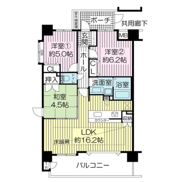 八尾市光町のマンションの間取り