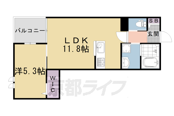 京都市右京区嵯峨天龍寺今堀町のマンションの間取り