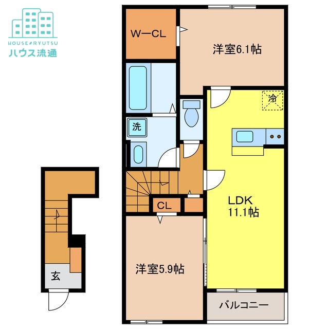 雲仙市愛野町乙のアパートの間取り