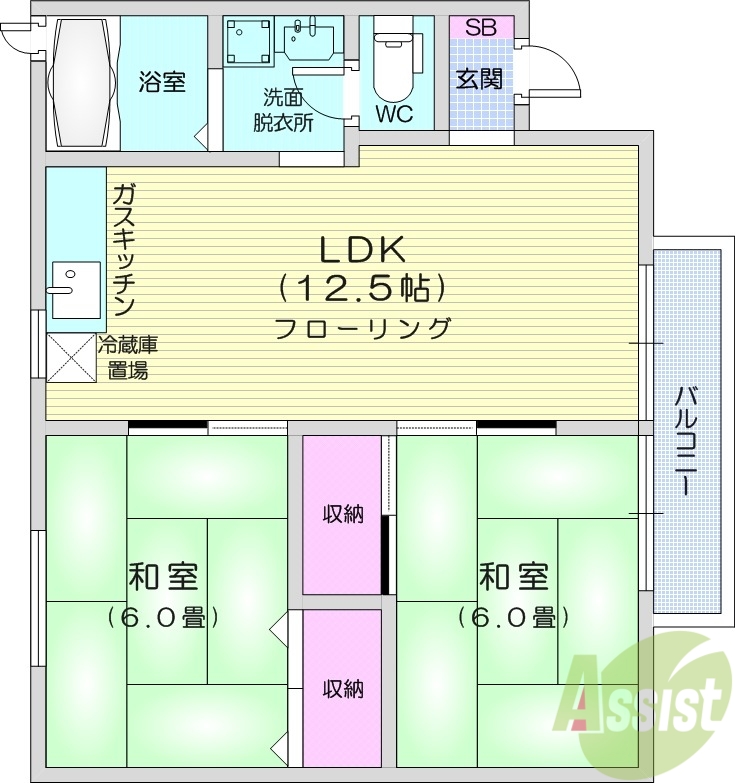 塩竈市母子沢町のアパートの間取り