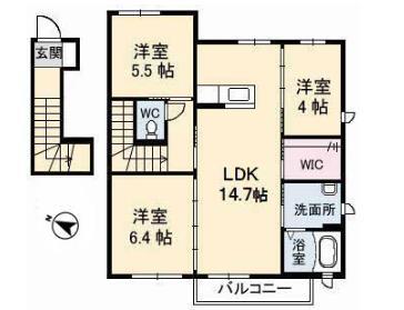 グランスィート田島　Ａ棟の間取り