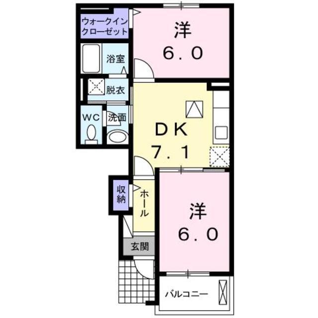 伊予市稲荷のアパートの間取り