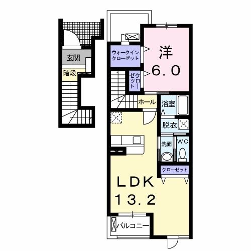 宇部市居能町のアパートの間取り