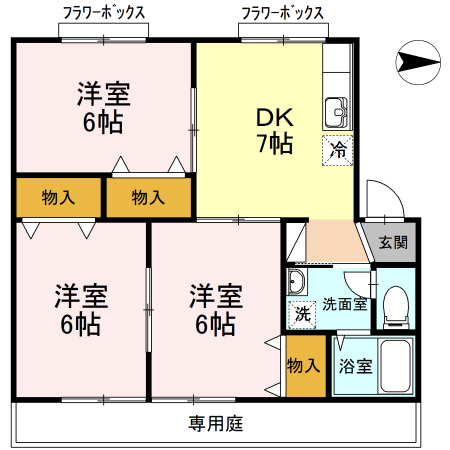 松山市古川南のアパートの間取り