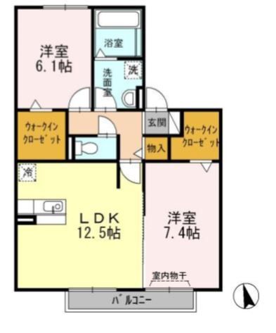 一宮市木曽川町里小牧のアパートの間取り