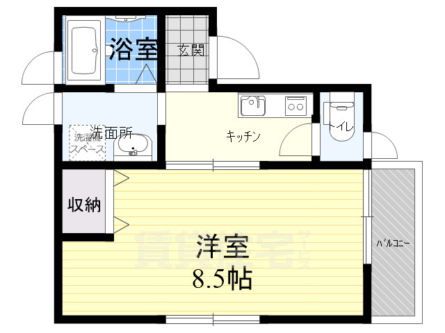 奈良市尼辻西町のアパートの間取り