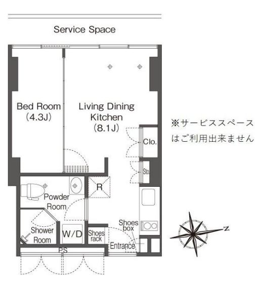 【港区港南のマンションの間取り】