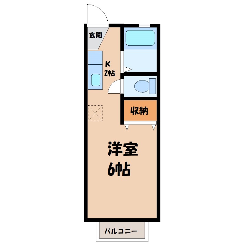 宇都宮市御幸ケ原町のアパートの間取り