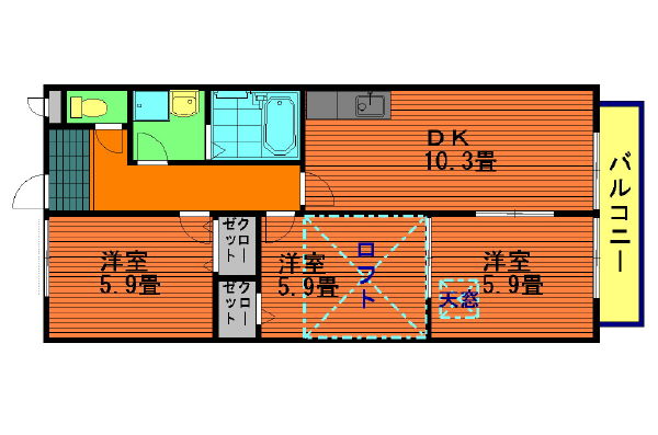 安城市住吉町のアパートの間取り