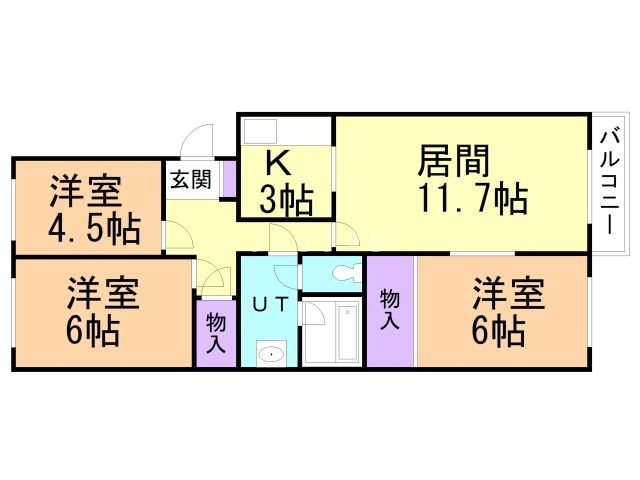 チュリス山鼻南Ａ棟の間取り