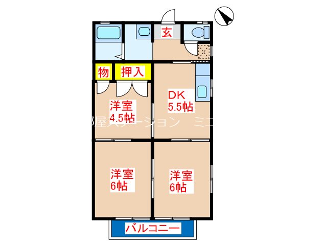 霧島市国分野口西のアパートの間取り