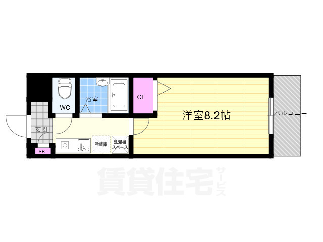 京都市上京区中社町のマンションの間取り