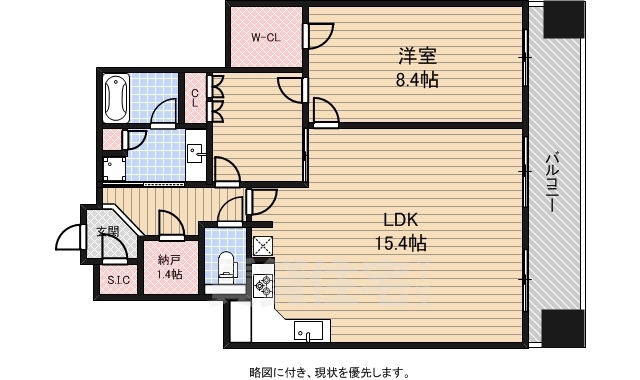 大阪市浪速区難波中のマンションの間取り