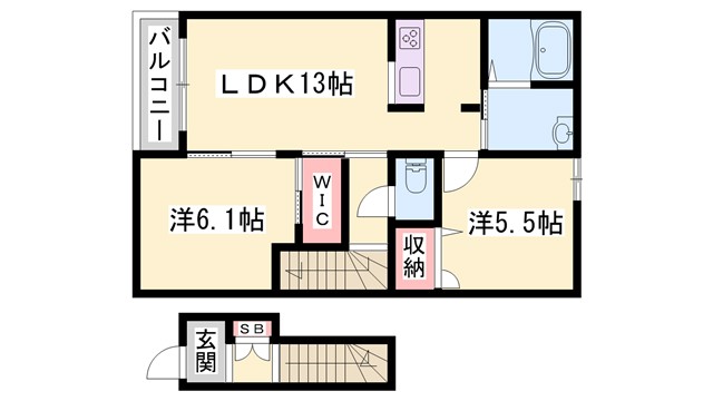 シャーメゾン三木　Ｂ棟の間取り