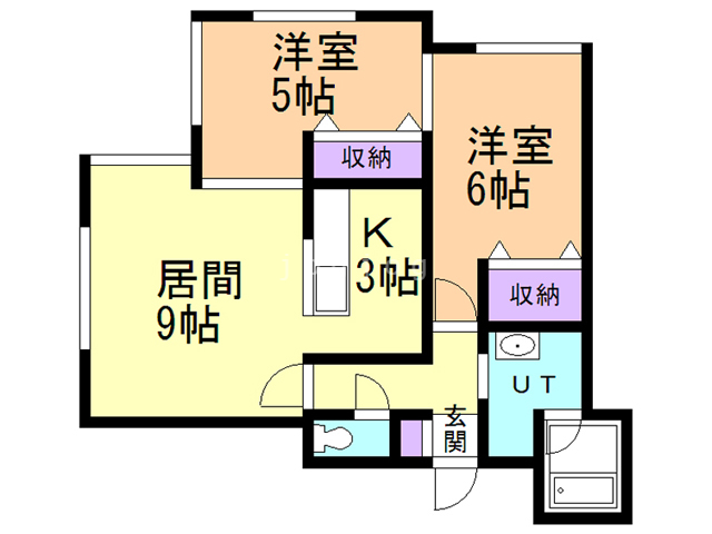 札幌市西区発寒十二条のアパートの間取り