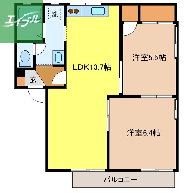 レーベンハイツD棟の間取り