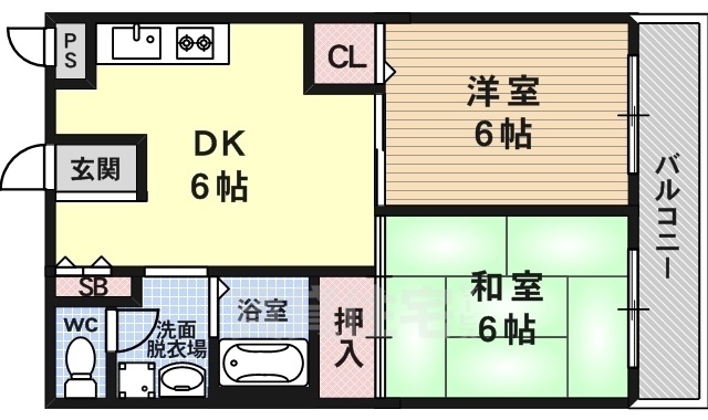 京都市西京区大枝東長町のマンションの間取り