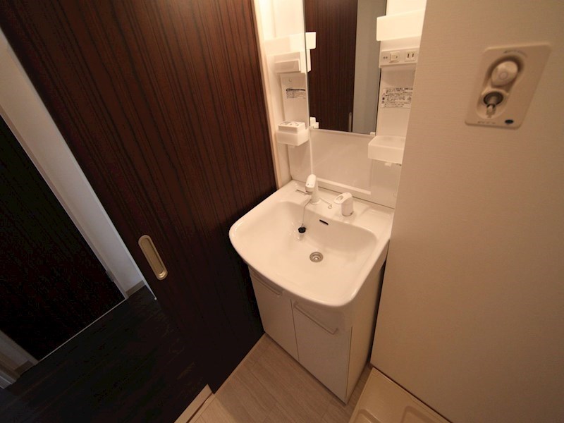 洗面設備　脱衣所　独立洗面台（シャンプードレッサー付）収納スペース有