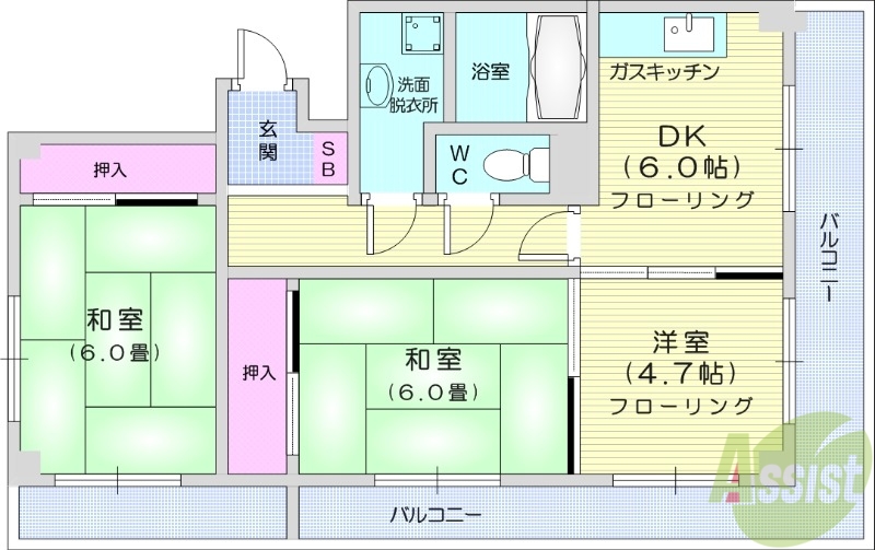 ツインヒルズＡ舘の間取り