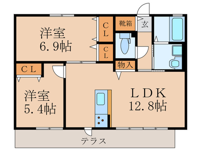 【北九州市戸畑区丸町のアパートの間取り】