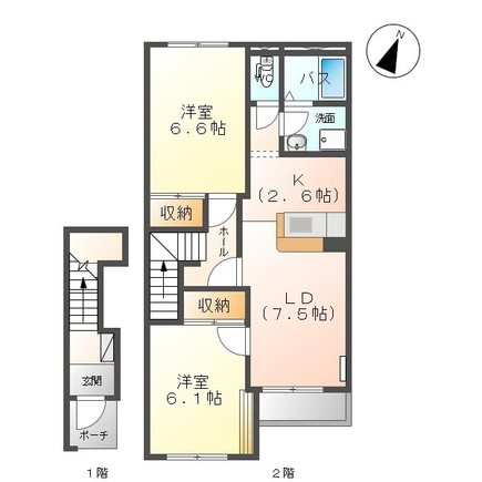 鹿児島市中山町のアパートの間取り