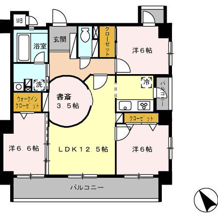 那覇市東町のマンションの間取り