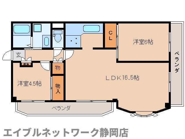 静岡市葵区田町のマンションの間取り