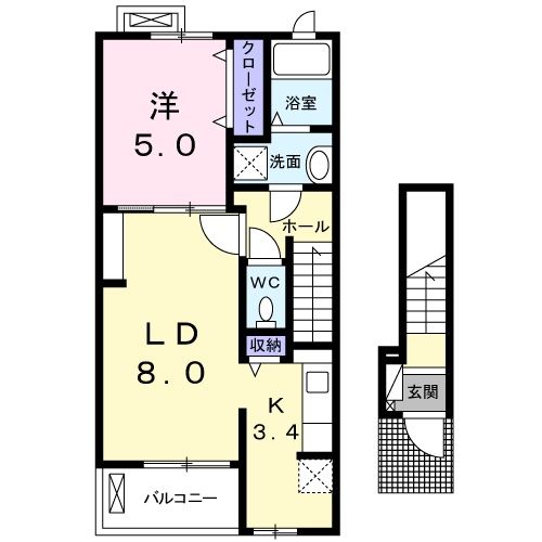 【小牧市久保一色南のアパートの間取り】