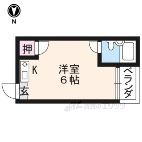 京都市左京区北白川下池田町のアパートの間取り