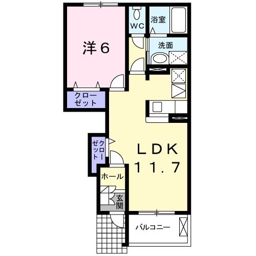 東大阪市中石切町のアパートの間取り