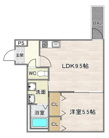 大阪市住吉区万代東のアパートの間取り