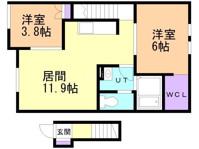 函館市高盛町のアパートの間取り