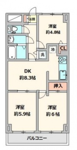 川崎市麻生区細山のマンションの間取り