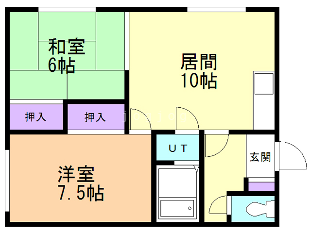 札幌市西区発寒十二条のアパートの間取り