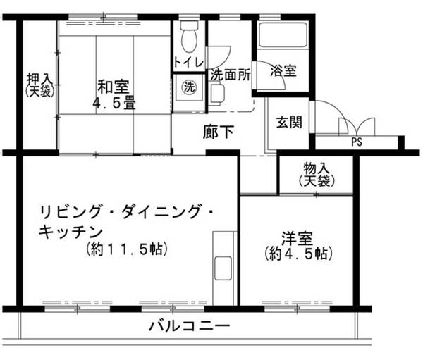 ビレッジハウス志染10号棟の間取り