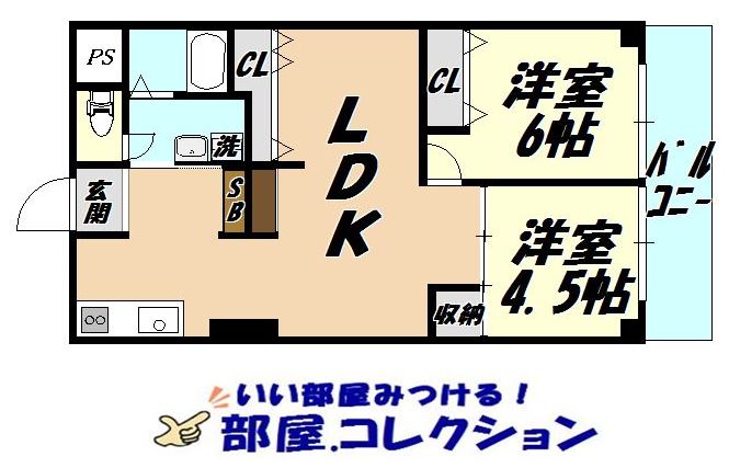 北九州市小倉北区田町のマンションの間取り