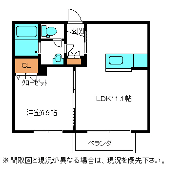 郡山市西ノ内のアパートの間取り