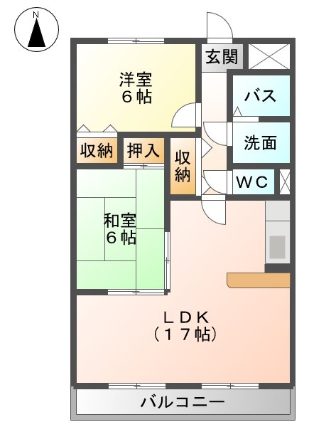 各務原市鵜沼古市場町のマンションの間取り