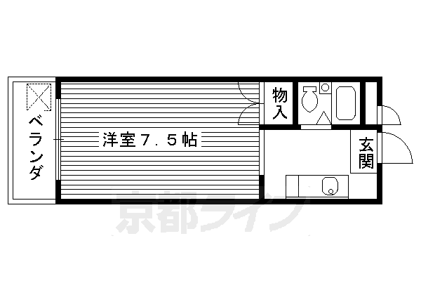 京都市下京区西七条北月読町のマンションの間取り