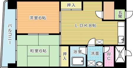 ハニーハイツ三萩野の間取り