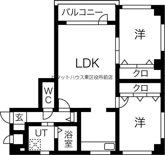 札幌市北区新琴似十二条のマンションの間取り