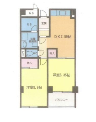 名古屋市昭和区前山町のマンションの間取り