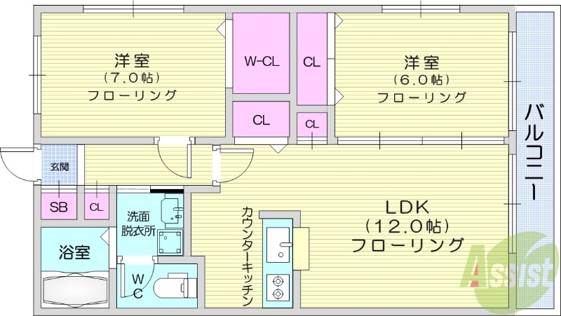 仙台市太白区四郎丸のマンションの間取り