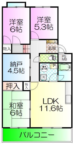 浜寺ガーデンハイムＳ棟の間取り