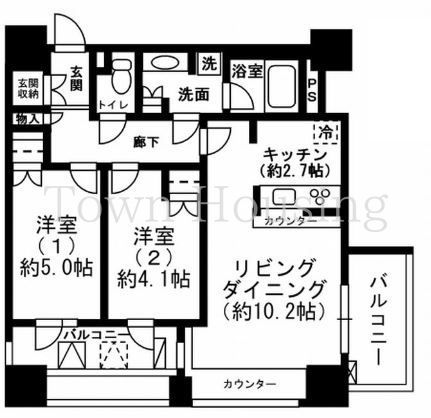 新宿区市谷本村町のマンションの間取り