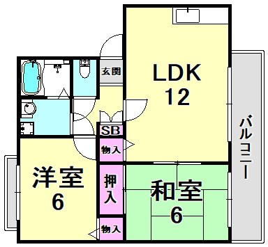 西宮市愛宕山のアパートの間取り