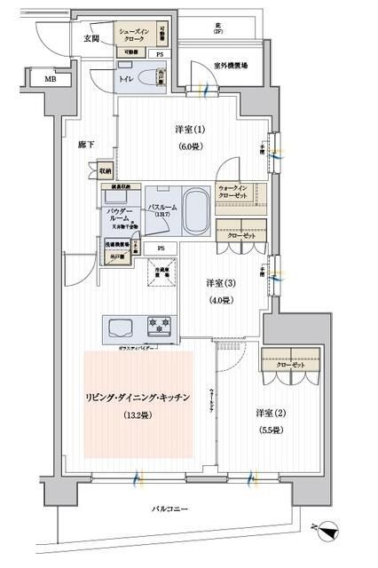 茅ヶ崎市十間坂のマンションの間取り