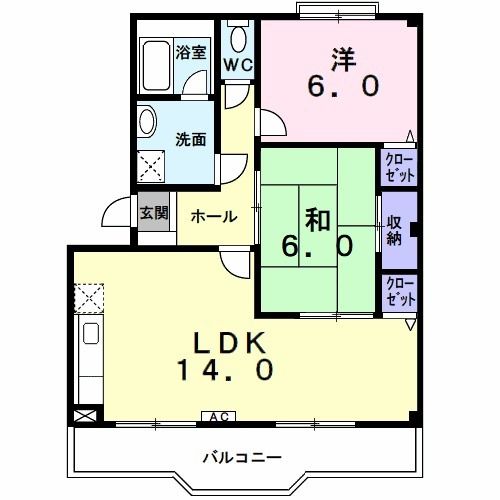 大垣市長沢町のマンションの間取り